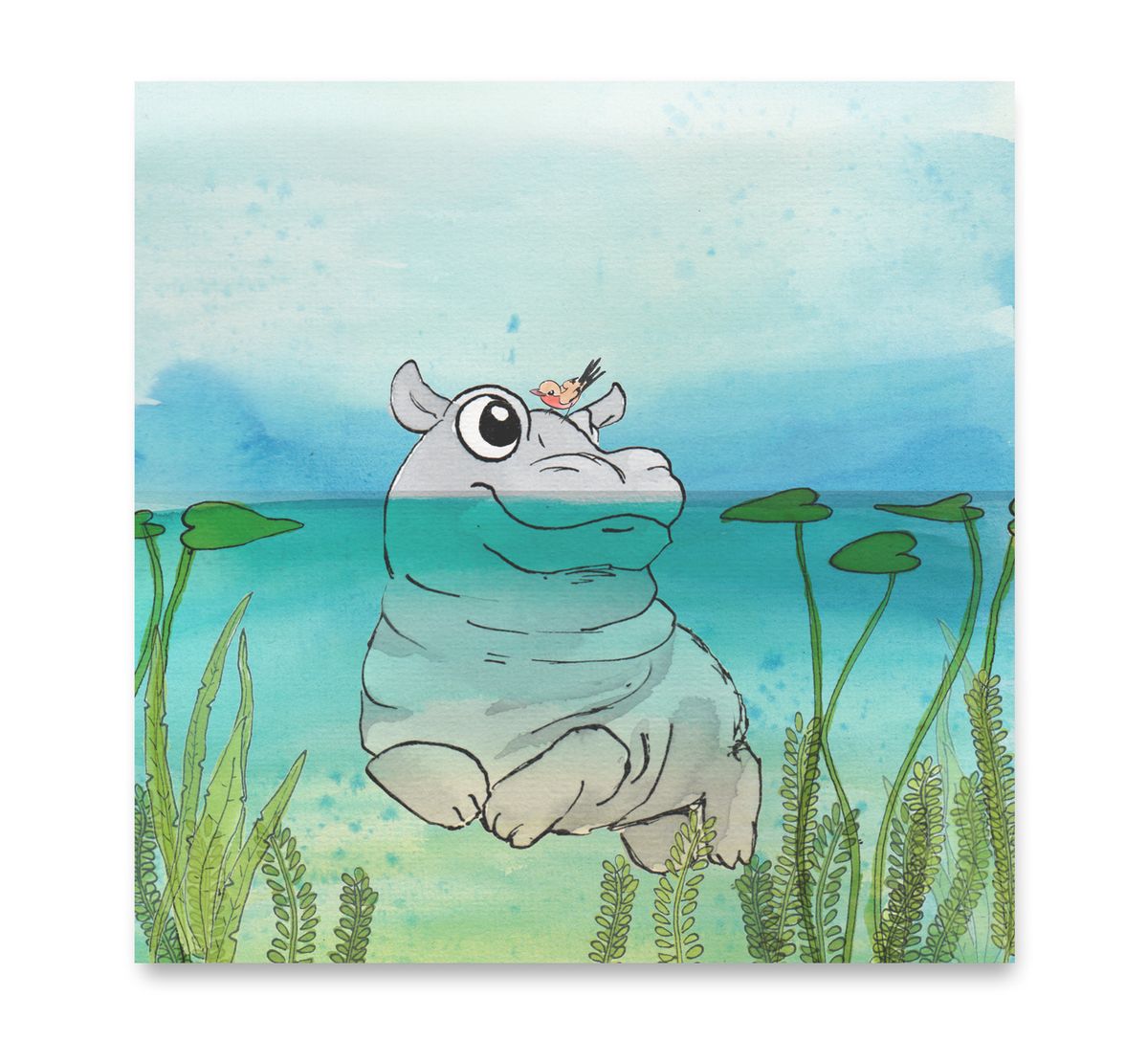 Handgemaakte wenskaart - Nijlpaard - Mags Up Your Mind